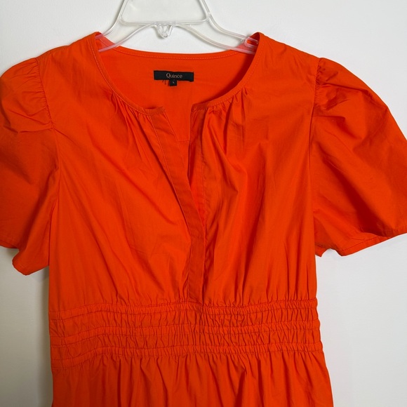 QUINCE Organic Poplin Tiered Maxi Dress, Orange / Red | Sz LG NWOT - Picture 4 of 8